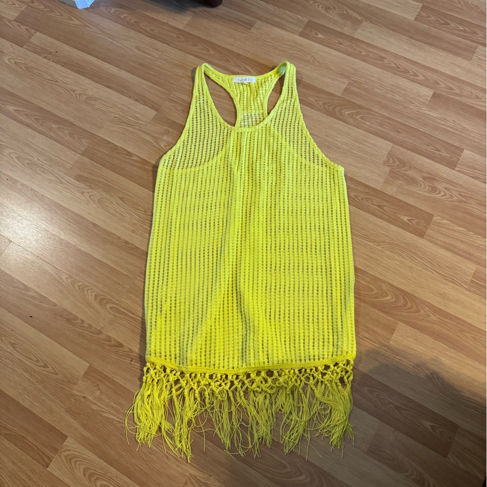 Francesca's Collections Yellow Knit Swim Coverup